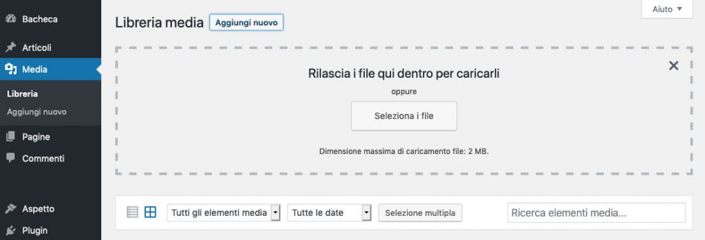 Cericare video direttamente in media di WordPress